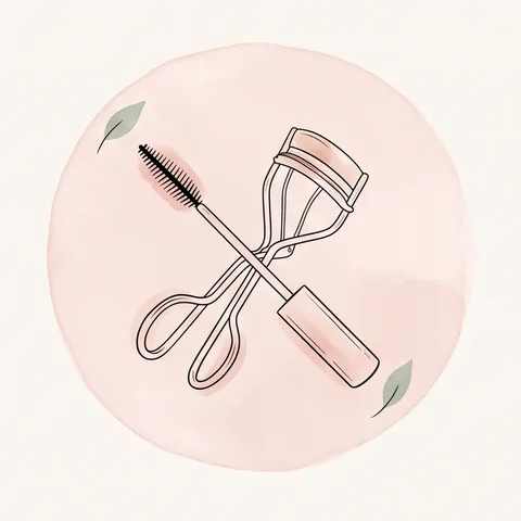 Illustrazione di mascara e piegaciglia