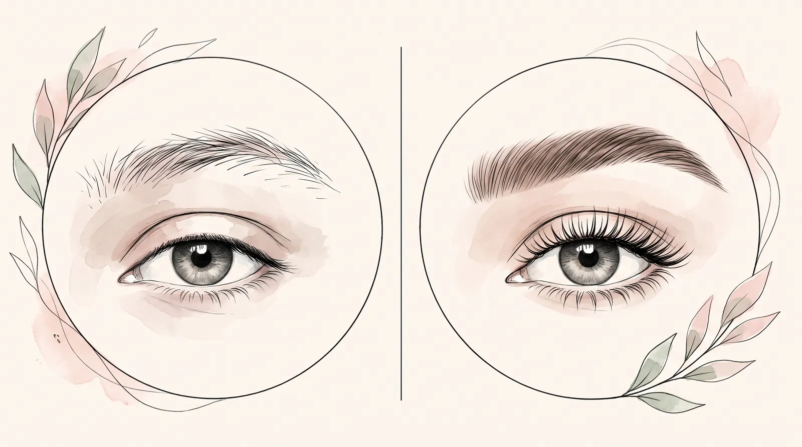 Illustrazione prima e dopo la laminazione sopracciglia