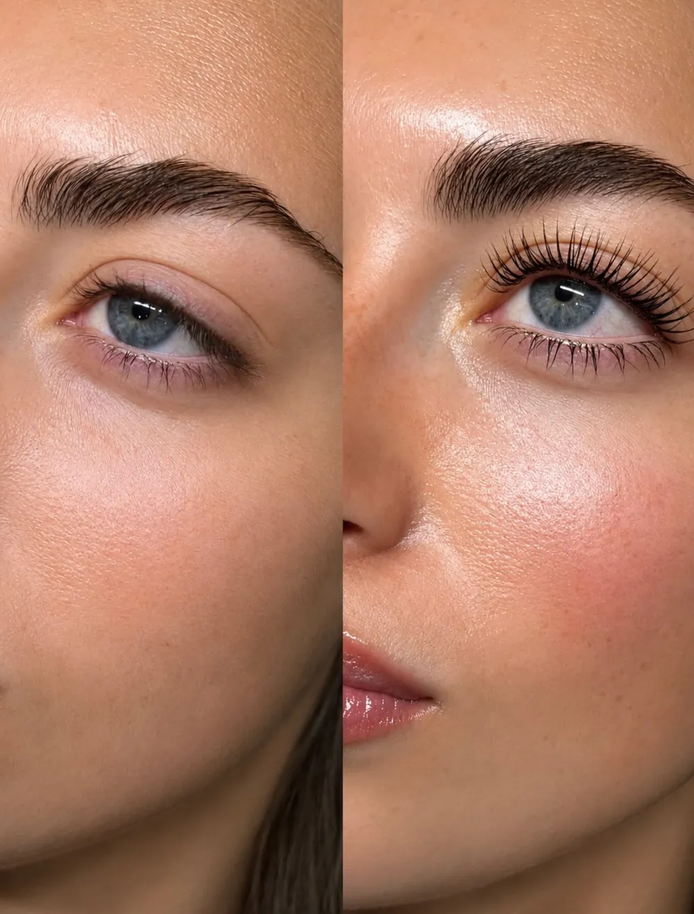Prima e dopo laminazione ciglia